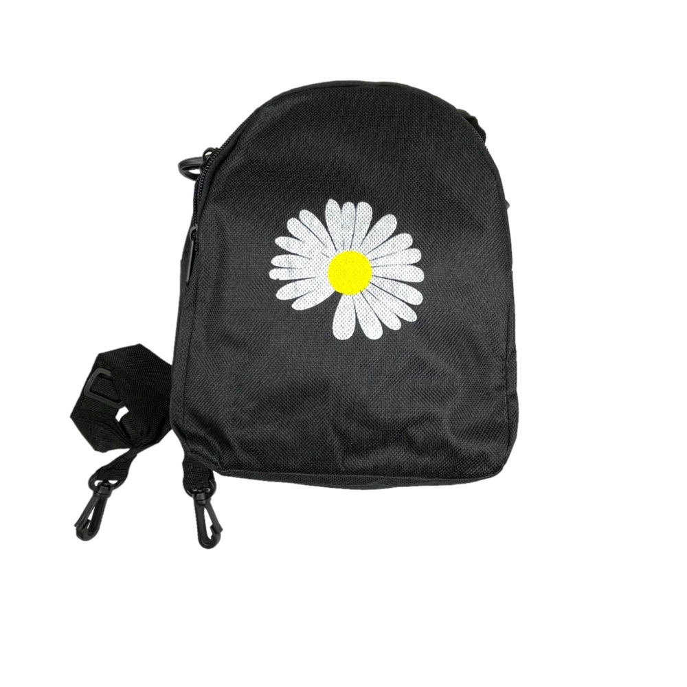 Black Crossbody Bag with Daisy Design